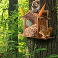 thumbnail image 3 of PRZL Wood Squirrel Feeder,Large Squirrel Feeders for Outside Tree,Wooden Chipmunk House Feeder for Corn, Peanuts Box,Nuts Bar Hanging Wooden Box Easy to Fill, 3 of 13