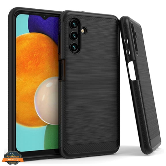 Xpression Case for Samsung Galaxy A13 5G Armor Brushed Texture Rugged Carbon Fiber Design Shockproof Dual Layers Hard PC   TPU Protective Phone Cover [Black]