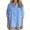Light Blue, variant on Vivianyo HD Women's Mandarin Collar Blouse, Oversized Split V Neck Roll Sleeve Button Front Shirt for Women, Spring Lightweight Woven Top for Casual Commute and Home Lounging, Sizes S-3XL