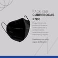 thumbnail image 2 of Pack de 50 Cubrebocas KN95 | Color Negro | Cubre Bocas Protección Alta Eficiencia 5 Capas de Filtración | Face Mask Ajuste Cómodo y Seguro, 2 of 6