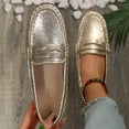 thumbnail image 2 of Gold Women Casual Low Heel Flat Heel Shoes Solid Color Comfortable Pu Upper, 2 of 9