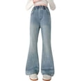 thumbnail image 2 of Pull on Wide Leg Jeans for Girls, Girls High Waisted Stretchy Baggy Trendy Tummy Control Straight Leg Jeans Denim Pants Blue D 11-12 Years, 2 of 6