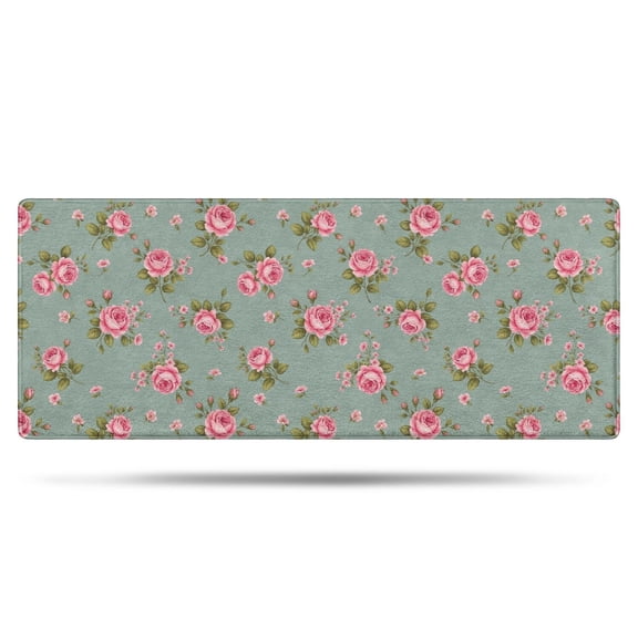 Pioneer Flower Floral Print Pattern Bathroom Rugs Mat, Non Slip Microfiber Bathroom Rug with Rubber Backing, Soft Mats for Bathroom Floor Tub Shower, 24"x60"