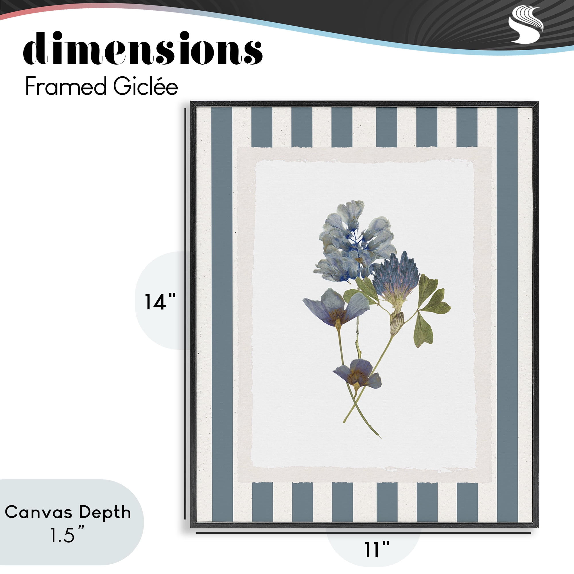 Stupell Industries Blue Summer Memory Florals Black Framed Giclee Art, design by Val Rhodes