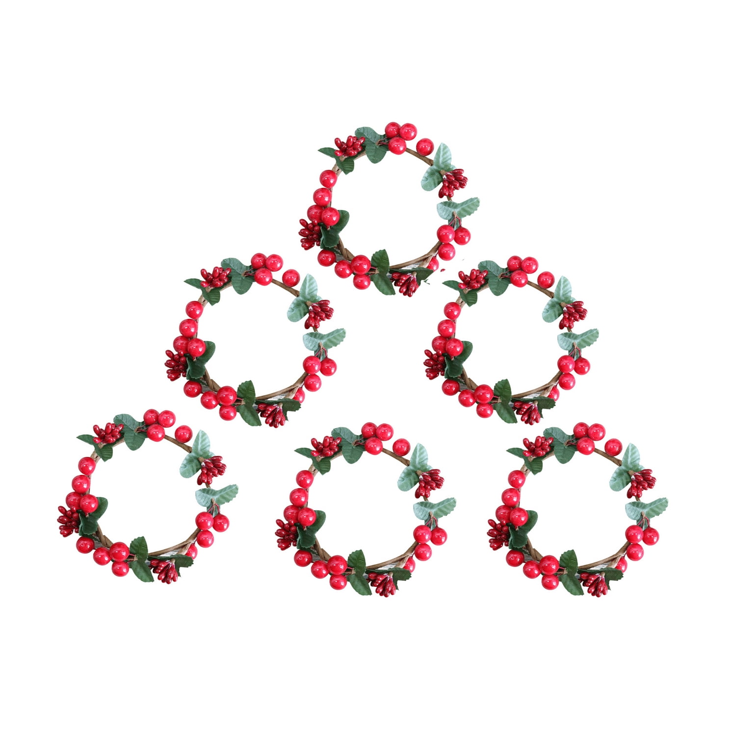 Christmas Candle Rings for 3.7inch Pillar Candle, Artificial Red Berry