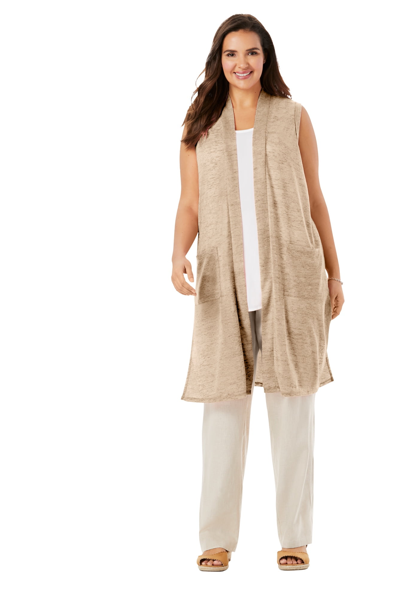 Woman Within Woman Within Women's Plus Size Lightweight Linen Vest Vest