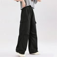 thumbnail image 7 of Edvintorg Teenage Girls' Clothing Streetwear Cargo Pants Solid Color Elastic Waist Loose Casual Trousers with Drawstring 5-15 Years, 7 of 7