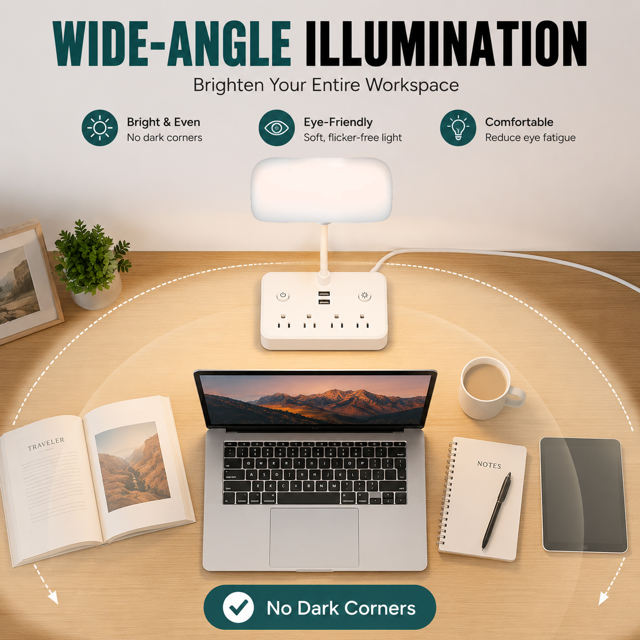 Bohashin LED Desk Lamp with USB Charging Ports photo 6