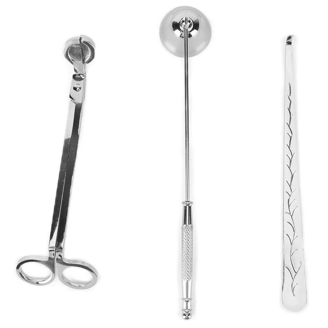 Candle Accessory Set, 3PCS Candle Cutter Snuffer Extinguisher Wick Dipper Gift Supplies Candle Snuffer And Wick Trimmer Candle Care Kit with Elegant Carving for Candle Lovers