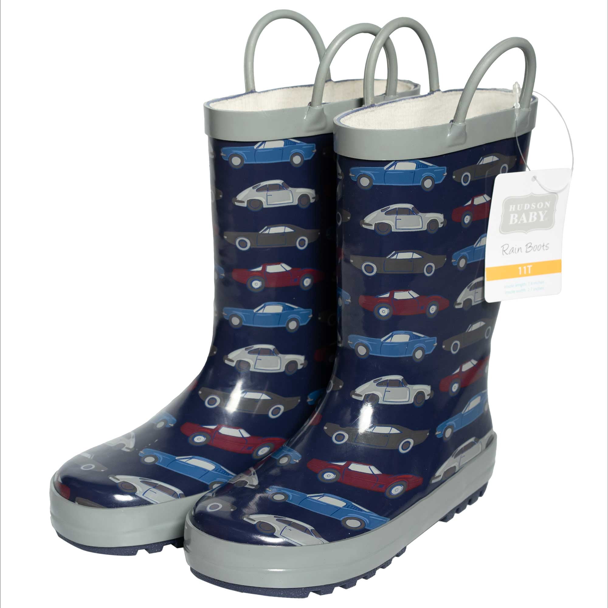 Hudson Baby Boy Rain Boots, Vintage Cars, 11 Toddler
