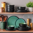 thumbnail image 4 of MALACASA 18 Piece Ceramic Dinnerware Set, Microwave and Dishwasher Safe, Stackable Plates and Bowls sets Service for 6, Green, 4 of 10