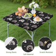 thumbnail image 4 of Black Boho Bohemia Rainbow Hearts Pattern Square Fitted Tablecloth with Elastic Edge,Square Table Cover,Washable Elastic Table Cover for Home Kitchen Party Decor 34"x34", 4 of 6