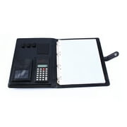 Professional Business Zippered Portfolio Padfolio Folder A4 PU Leather Document Case Organizer Card Calculator Holder with Premium Paper Pad