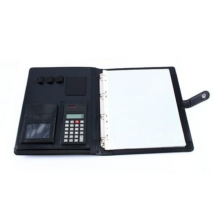 Professional Business Zippered Portfolio Padfolio Folder A4 PU Leather Document Case Organizer Card Calculator Holder with Premium Paper Pad