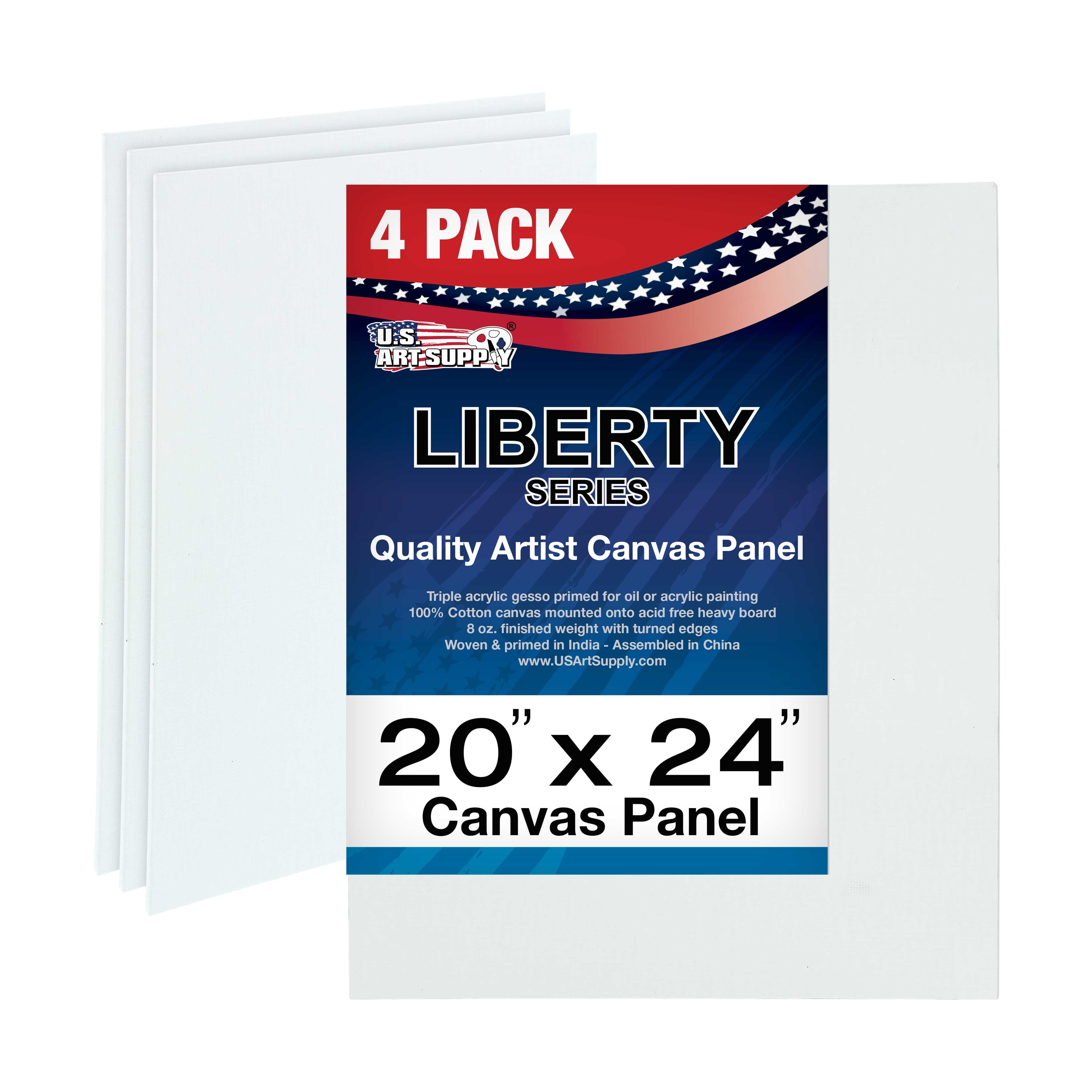 U.S. Art Supply 20 X 24 inch Professional Artist Quality Acid Free Canvas Panel Boards for Painting (Pack of 4)