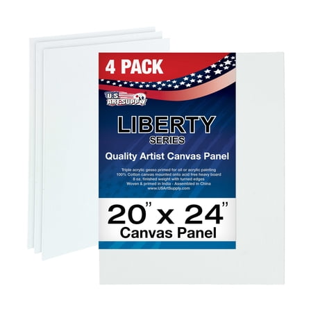 U.S. Art Supply 20 X 24 inch Professional Artist Quality Acid Free Canvas Panel Boards for Painting (Pack of 4)