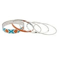 thumbnail image 2 of LUX Accessoires Argent Émail Bleu Aztec Bracelet de Bracelet de Boho (5pc), 2 of 2