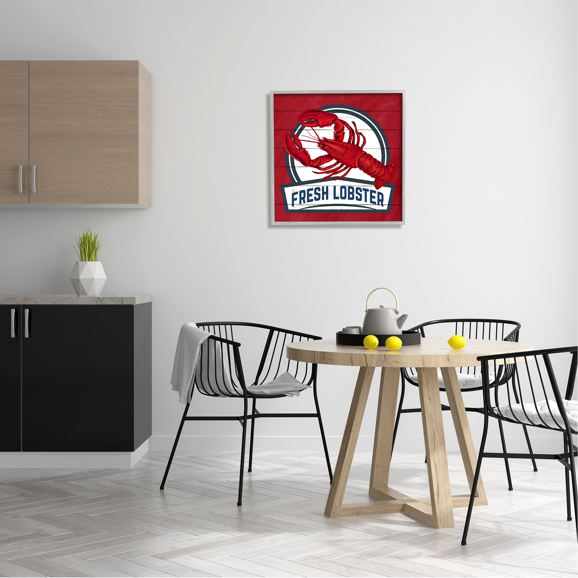 Stupell Industries Red Fresh Lobster Phrase Animals & Insects Painting Gray Framed Art Print Wall Art, 24 x 24