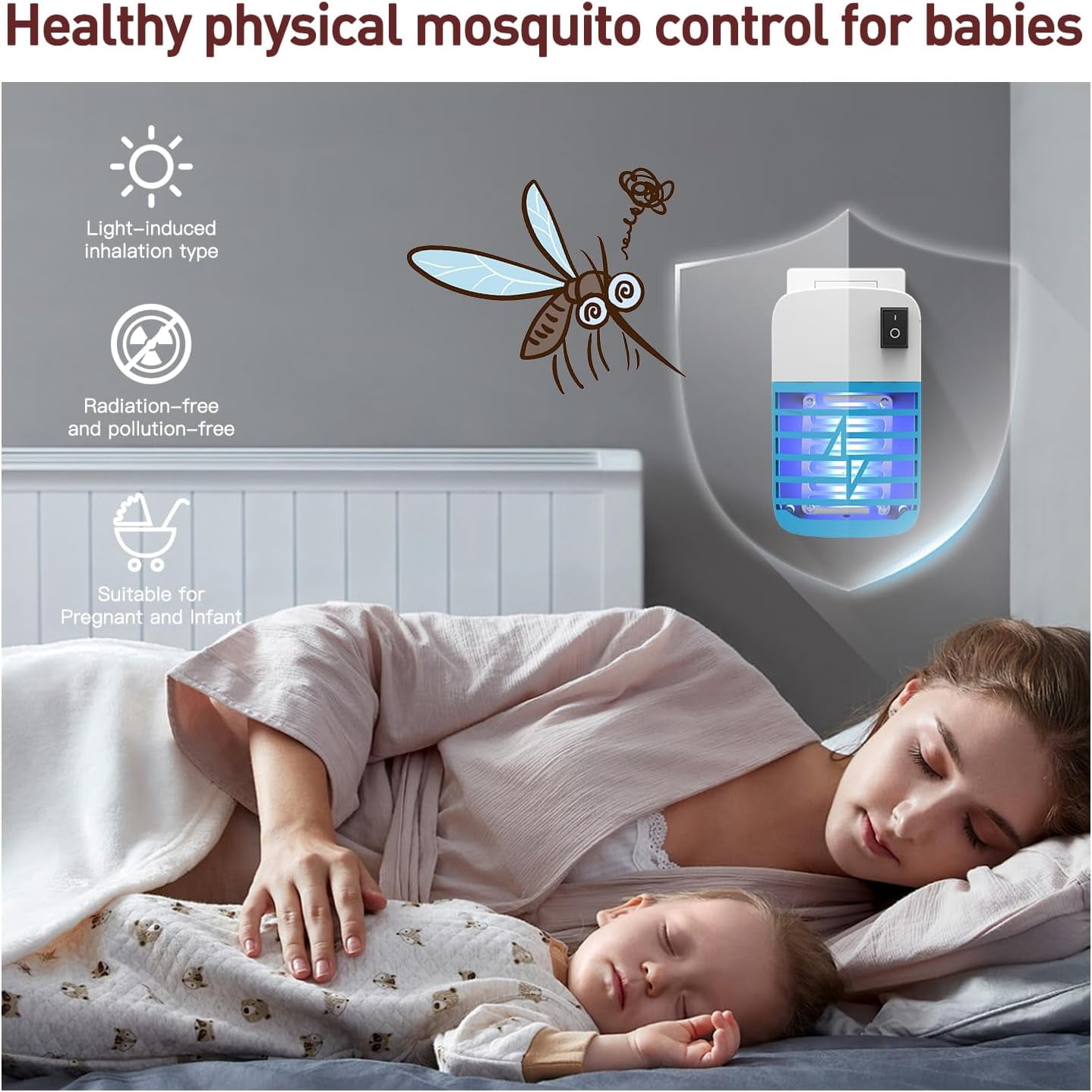 Bug Zapper Indoor,Fly Zapper for Indoors,Insect Traps for Indoors Mosquito Kiler,Mosquito Zapper with Blue Lights for Living Room, Home, Kitchen, Bedroom, Baby Room, Office