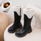 thumbnail image 1 of Zapatos de niñas,Botas para niñas,Botas de montar con cremallera de invierno Fleece Faux Cuero Tamaño 13 Niñas, 1 of 9