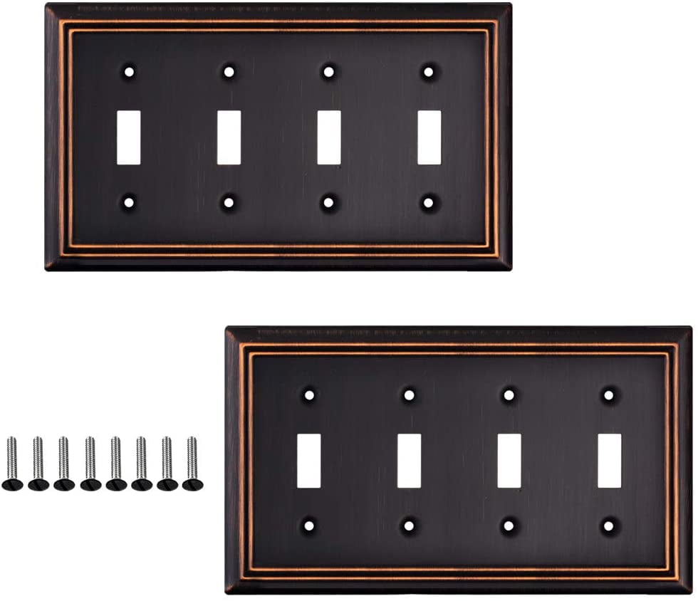 Sleeklighting 2 Pack Beveled Oil Rubbed Bronze Outlet Covers 4 Gang