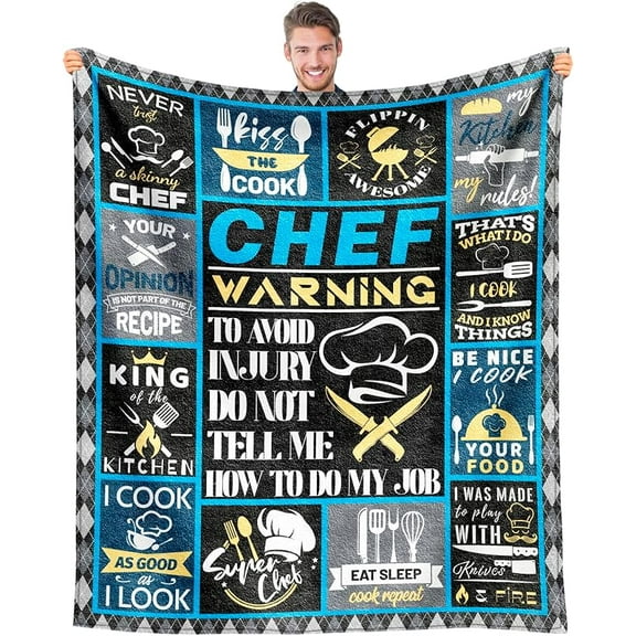 Chef Gifts for Men, Cooking Gifts for Men, Gift for Chefs Man Blanket, Gift for Cooking Lovers, Presents for Mens Cooks, Gifts Throw Blanket for People Who Like to Cook