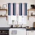 thumbnail image 2 of Navy Blue Pink Striped Kitchen Curtains Small Short 39 Inch Length, Modern Minimalist Ombre Lines Grommet Top Bedroom Living Room Curtains, Light Filtering Cafe Curtain Drapes 2 Panels Set 55''x39'', 2 of 9