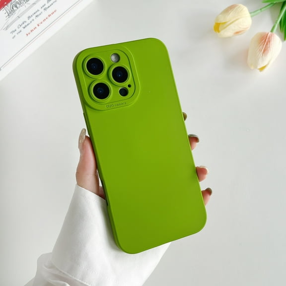 Allytechgroup Liquid Silicone Slim Phone Case for Apple iPhone 16 Pro, Ultra Thin Camera Lens Protective Anti-Scratch Shockproof Case Cover for Women Men, Green