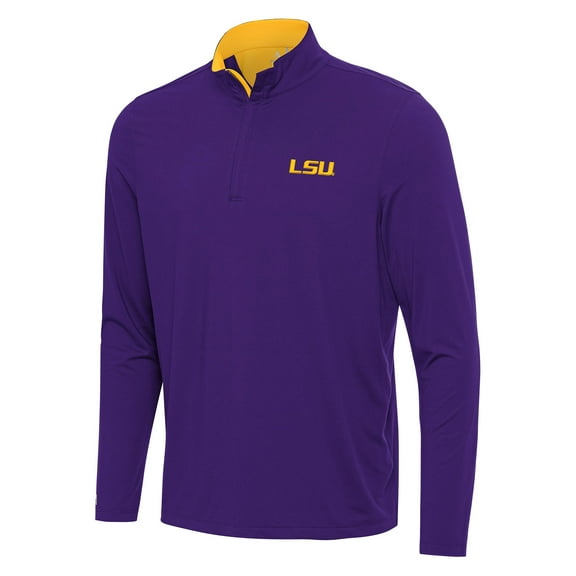 Men's Antigua Purple/Gold LSU Tigers Content Quarter-Zip Pullover Top