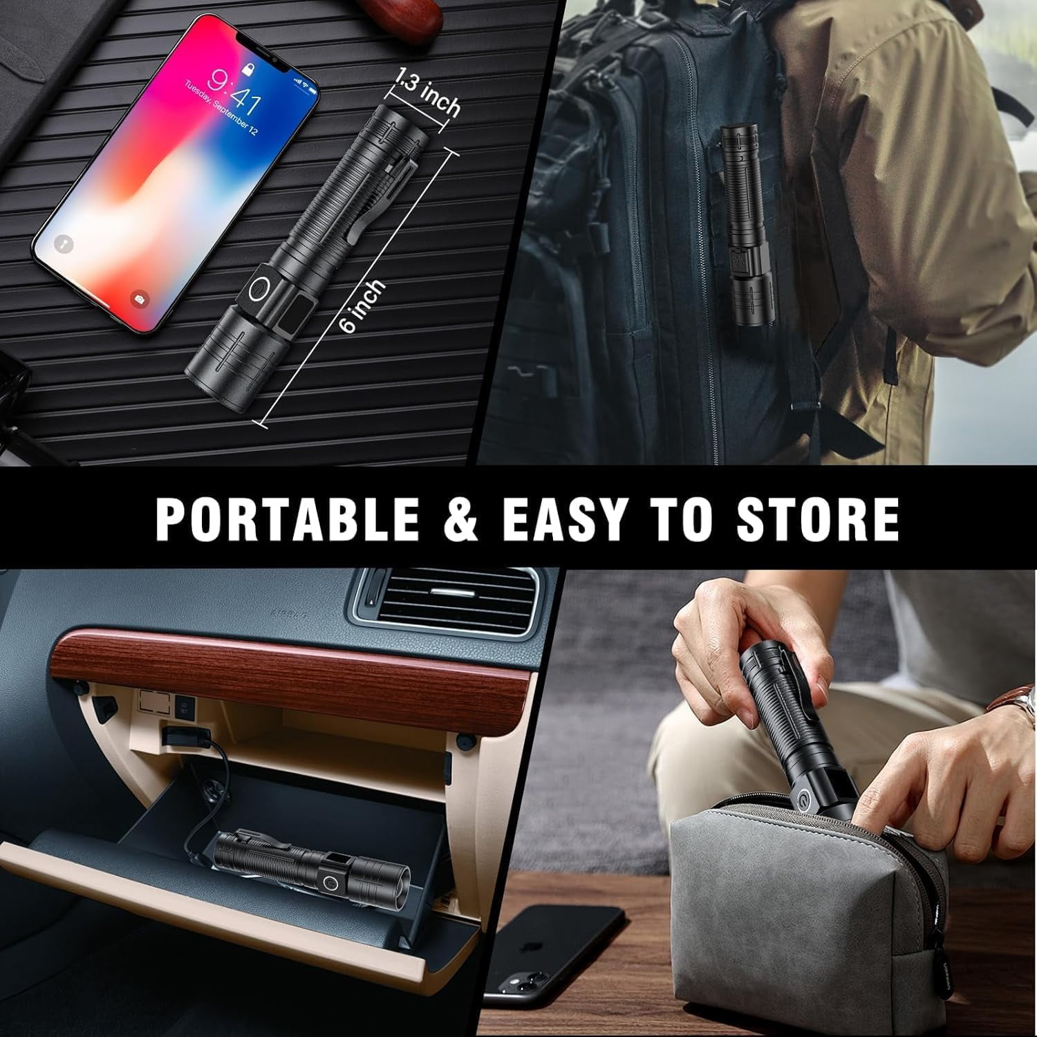 LED Flashlight, High Powered High Lumens Super Bright Flashlight, Rechargeable Flashlights High Lumens, 6 Modes Zoomable Waterproof Flash Lights for Emergency, Camping, Hiking