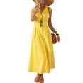 thumbnail image 1 of WIFORNT Robe Longue pour Femmes, Sans Manches à Col Rabattu Boutonnée, Décontractée, de Fête, d'Été, Ligne A, pour Tous les Jours, 1 of 10