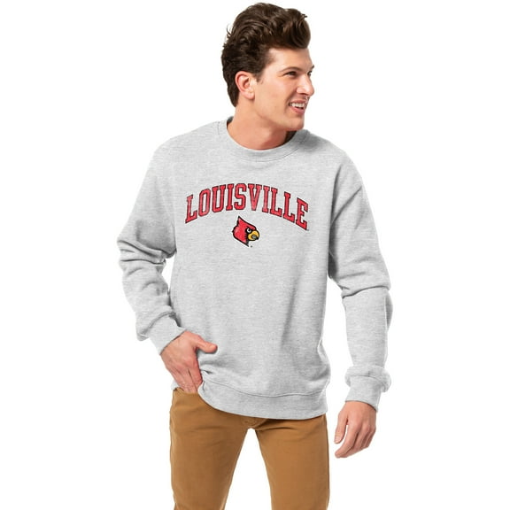 Men's-League Collegiate Wear  Heather Gray Louisville Cardinals Essentials 2.0 Pullover Sweatshirt
