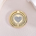 thumbnail image 5 of WODOXIN Black Bling Phone Grip Stand, Double Ring Rhinestone Heart 360° Rotating Finger Holder, Adhesive Kickstand for iPhone & Android, 5 of 11
