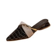 thumbnail image 2 of Miluxas Women's Elegant Leather Pointed Toe Mules Low Block Heel Backless Loafers with Metal Accent for Stylish Daily Wear All Season Black 7.5(40), 2 of 9