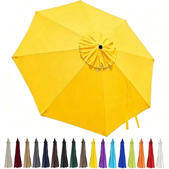 10ft Patio Umbrella Replacement Canopy 8 Ribs, Waterproof & Fade Resistant Market Umbrella Cover (Canopy Only) ((Yellow)
