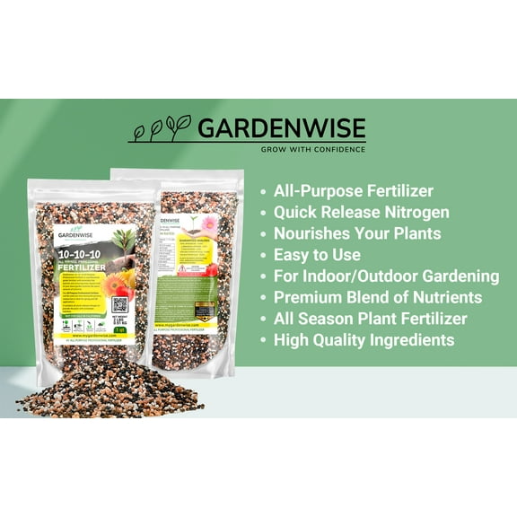 Gardenwise 10-10-10 All-Purpose Fertilizer for Indoor/Outdoor Plants, Trees, and Lawns