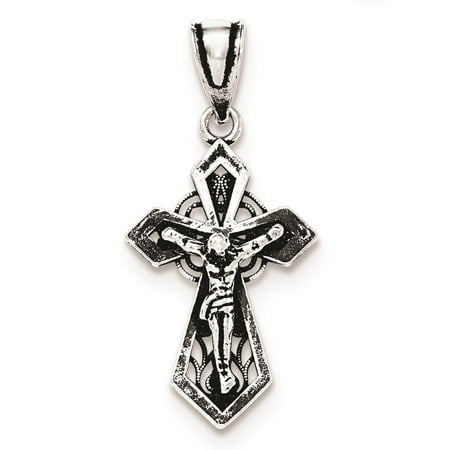 925 Sterling Silver Antiqued Mini INRI Crucifix Polished Charm Pendant
