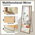 thumbnail image 6 of Full Length Mirror with Stand, 71 "* 31.5" Solid Wood Frame Floor Mirror, Full-Body Wall Mounted Mirror for Bedroom Entrance, Clothing Store, Free Standing, Brown, 6 of 7