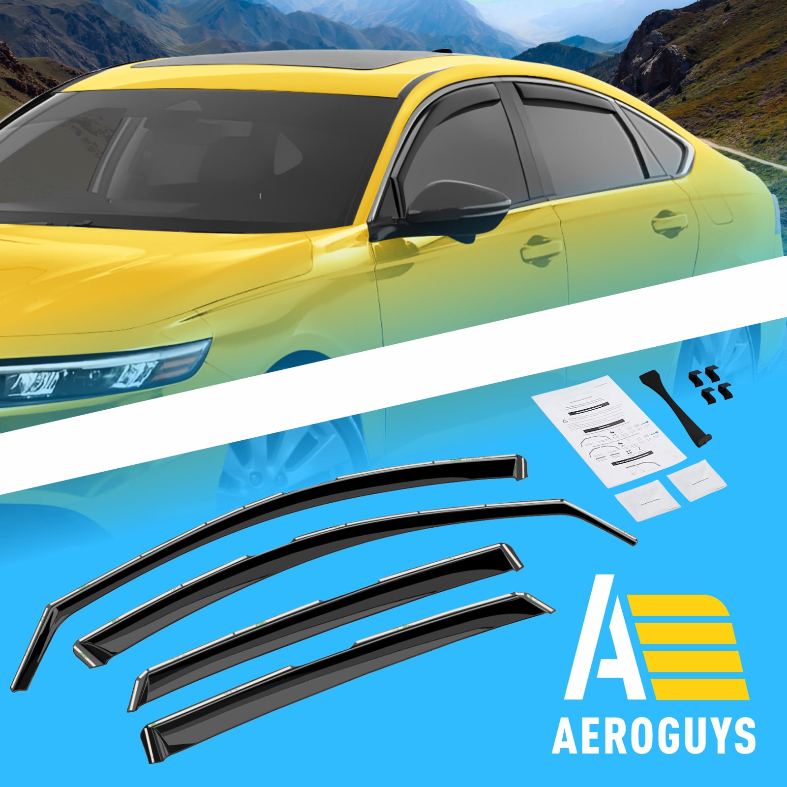 AEROGUYS In-channel Window Deflectors Extra Durable Window Visors Rain Guards Fit for Honda Accord 2023-2026, Sun Visors, Wind Vent Visors, Car Accessories- 4pcs. AG0494
