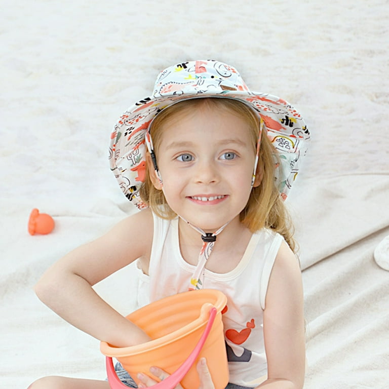Rovga Hats For Boys Girls Kids Adjustable Chin Strap Sun Hats Summer Spring  Sun Hat Cute Cartoon Outdoor Beach Bucket Cap Features