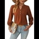 thumbnail image 1 of Camisas Holgadas de Larga Tipo Farol para Mujer, Blusas con Puños Fruncidos para el Trabajo, Blusas de Otoño. Rojo Marrón XL, 1 of 10