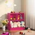 thumbnail image 3 of CRXX Baby Toddler Bookshelf and Storage Organizer, Kids Cabinet and Bookcase, Wooden 3 Cubby Children Book Shelf for Playroom, Bedroom, Nursery, School 23.62'' H-2 Tier-Small-Pink, 3 of 9