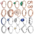 thumbnail image 2 of Anillos de plata 925 para mujer, joyería Popular de cristal azul, flor de Corazón Dorado, fiesta de boda, oro rosa, venta al por mayor, 2 of 4