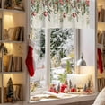 thumbnail image 5 of Curtain Valance for Windows,Xmas Ball Poinsettia Eucalyptus Snow Kitchen Valances Rod Pocket Short Curtains,Winter Berry Retro Linen Window Treatment Panel for Bedroom Bathroom 54x18in, 5 of 7
