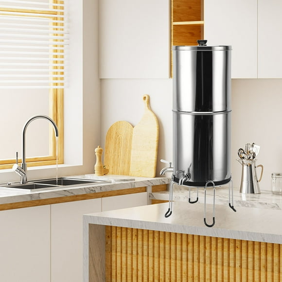 Water Filtration System, Stainless Steel Water Filter System 2.9GAL Easy To Clean for Camping for Home