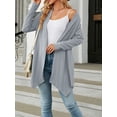 thumbnail image 3 of Liacowi Women's Long Sleeve Cardigan Solid Color Jacquard Casual Open Front Lightweight Loose Kimono Cardigans, 3 of 9