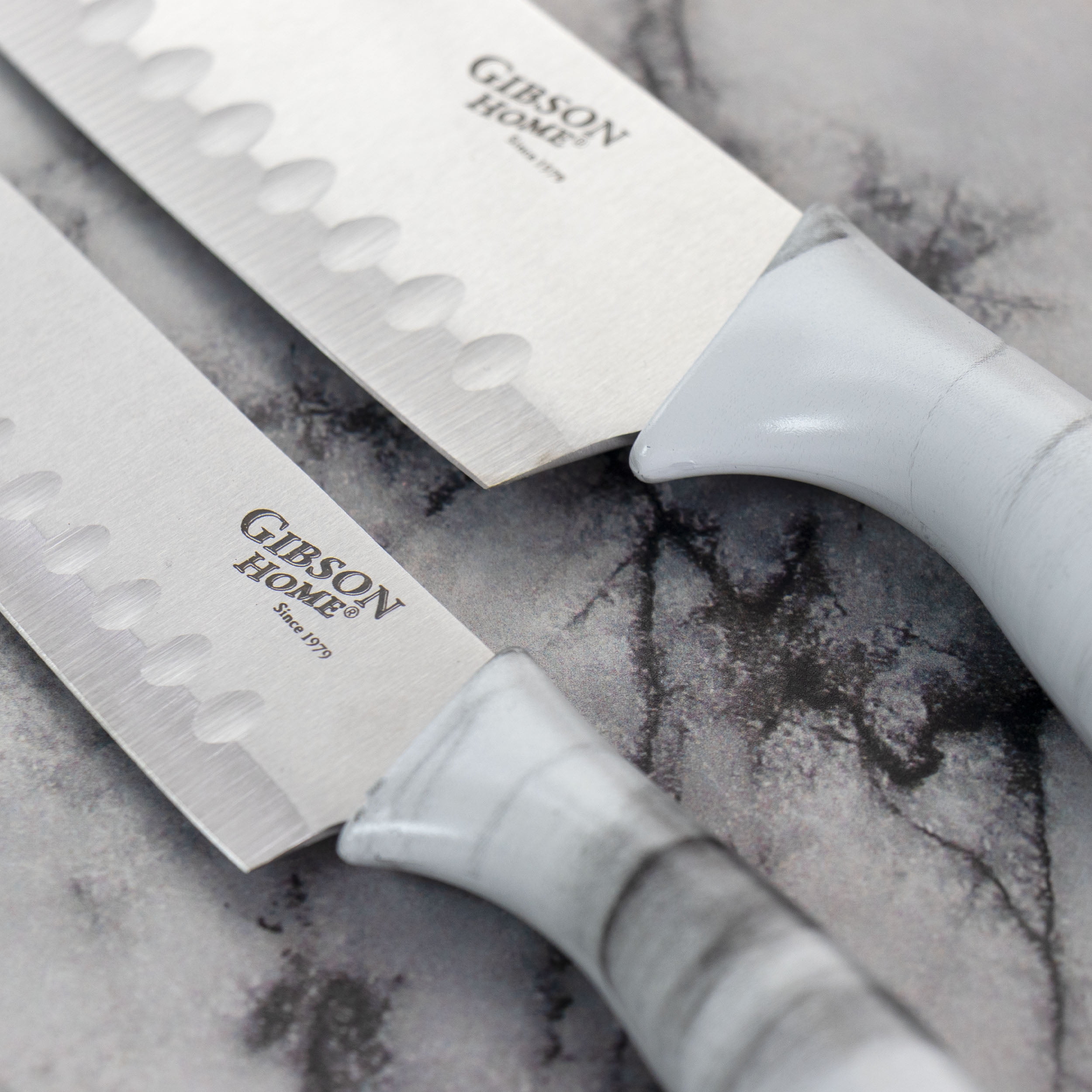 Gibson Home Seward 2 Piece Stainless Steel Santoku Cutlery Set with Wooden Handle