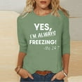 thumbnail image 2 of Women Fall Clothes Letter Print 3/4 Sleeve Round Neck Tees Tshirts Fall Tops Blouse for Casual Everyday Wear My Items, 2 of 6
