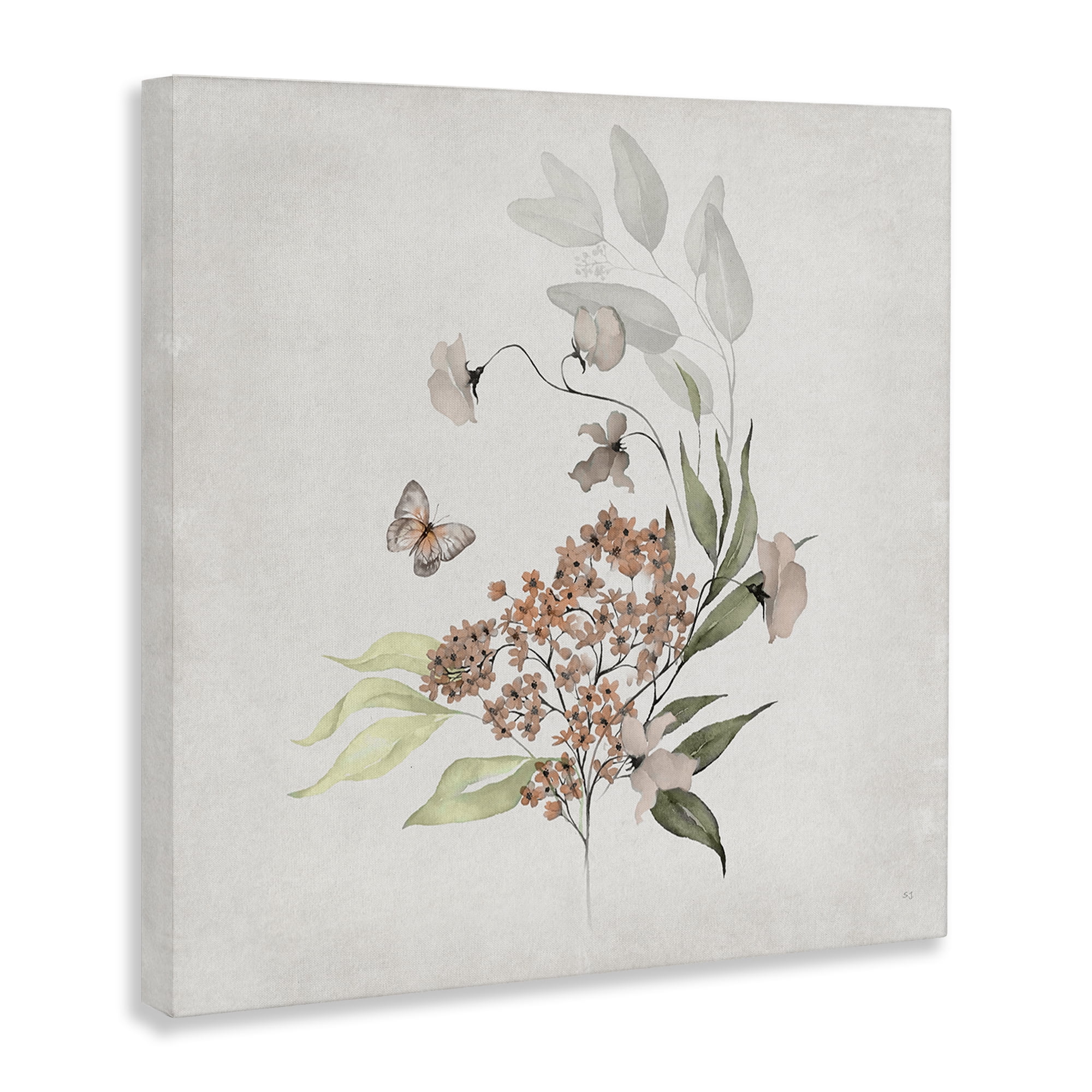 Stupell Industries Orchid Florals & Butterfly Plants & Flowers Painting Wrapped Canvas Art Print Wall Art, 24 x 24