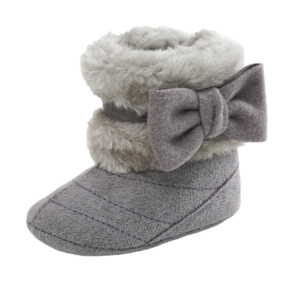 Quealent Baby Boy Girl Boots Infant Girls Boys Cozy Warm Winter Snow Anti-Slip Soft Sole Infant Toddler Prewalker Booties Gray for Size Infant 3.5